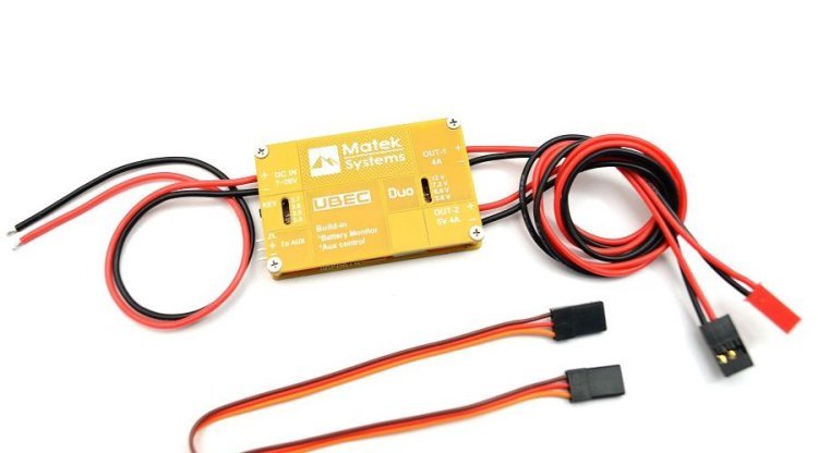 UBEC DUO MULTI OUTPUT VOLTAGES 5V to 12V 4AMPS - U4A2P - MATEK