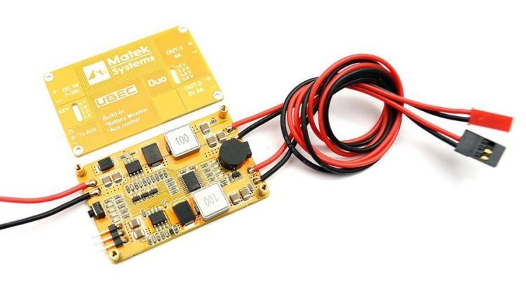 UBEC DUO MULTI OUTPUT VOLTAGES 5V to 12V 4AMPS - U4A2P - MATEK