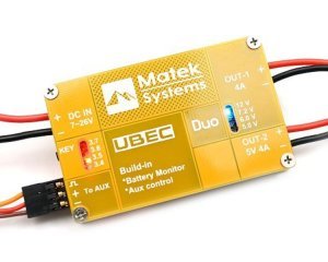(image for) UBEC DUO MULTI OUTPUT VOLTAGES 5V to 12V 4AMPS - U4A2P - MATEK