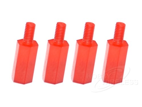 (image for) Red Nylon Hex Spacer Male-Female (12mm X 6mm) M3 Standoffs (4 pcs)